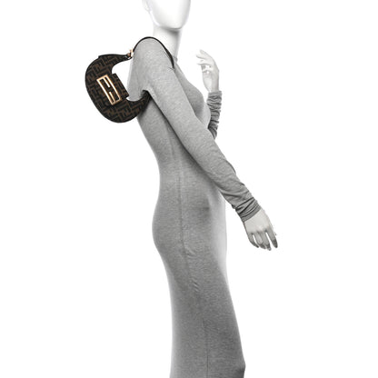 Fendi Fabric Jacquard FF 1974 Mini Cookie Hobo Bag Tobacco Moro 2 of 10