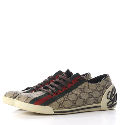 Gucci GG Monogram Web Womens Script Sneakers 38 Brown 3 of 9