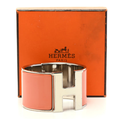 Hermes Enamel Extra Wide Clic Clac H Bracelet PM Orange Fruite White 6 of 6