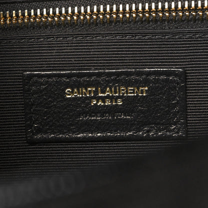 Saint Laurent Grain De Poudre Textured Mixed Matelasse Large Triquilt Monogram Satchel Black 6 of 7
