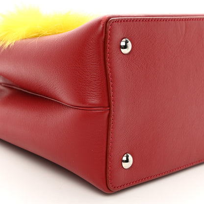 Fendi Vitello Dolce Fox Mink Crystal Bi-Color Monster Mirror Charm Petite 2Jours Tote Ribes 10 of 13