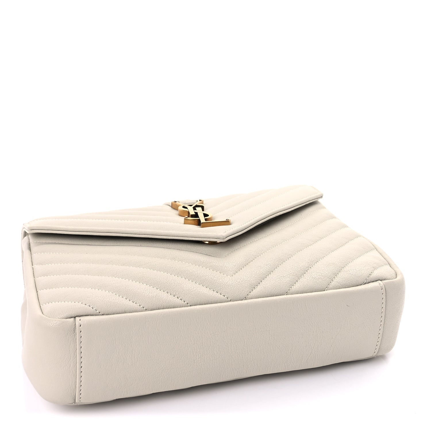 Saint Laurent Sheepskin Matelasse Chevron Monogram Medium College Bag Crema Soft 3 of 7