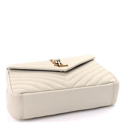 Saint Laurent Sheepskin Matelasse Chevron Monogram Medium College Bag Crema Soft 3 of 7