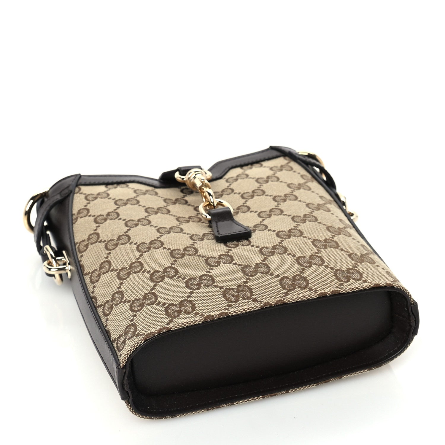 Gucci Monogram Web Mini Bucket Bag Beige Dark Brown 3 of 8
