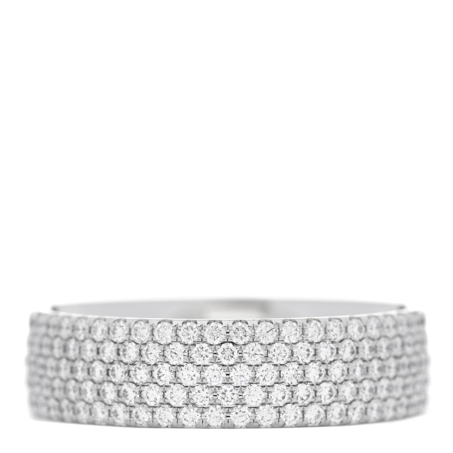 18K White Gold Diamond Metro Five-Row Ring 53 6.5