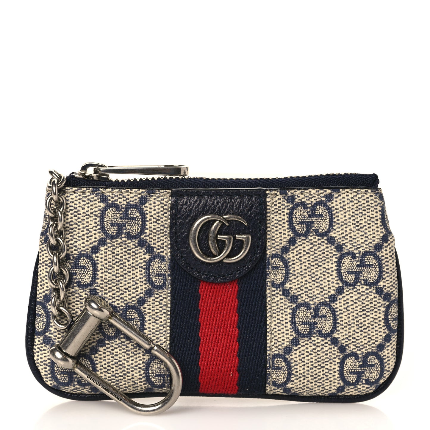 GG Supreme Monogram Web Ophidia Key Case Beige Blue