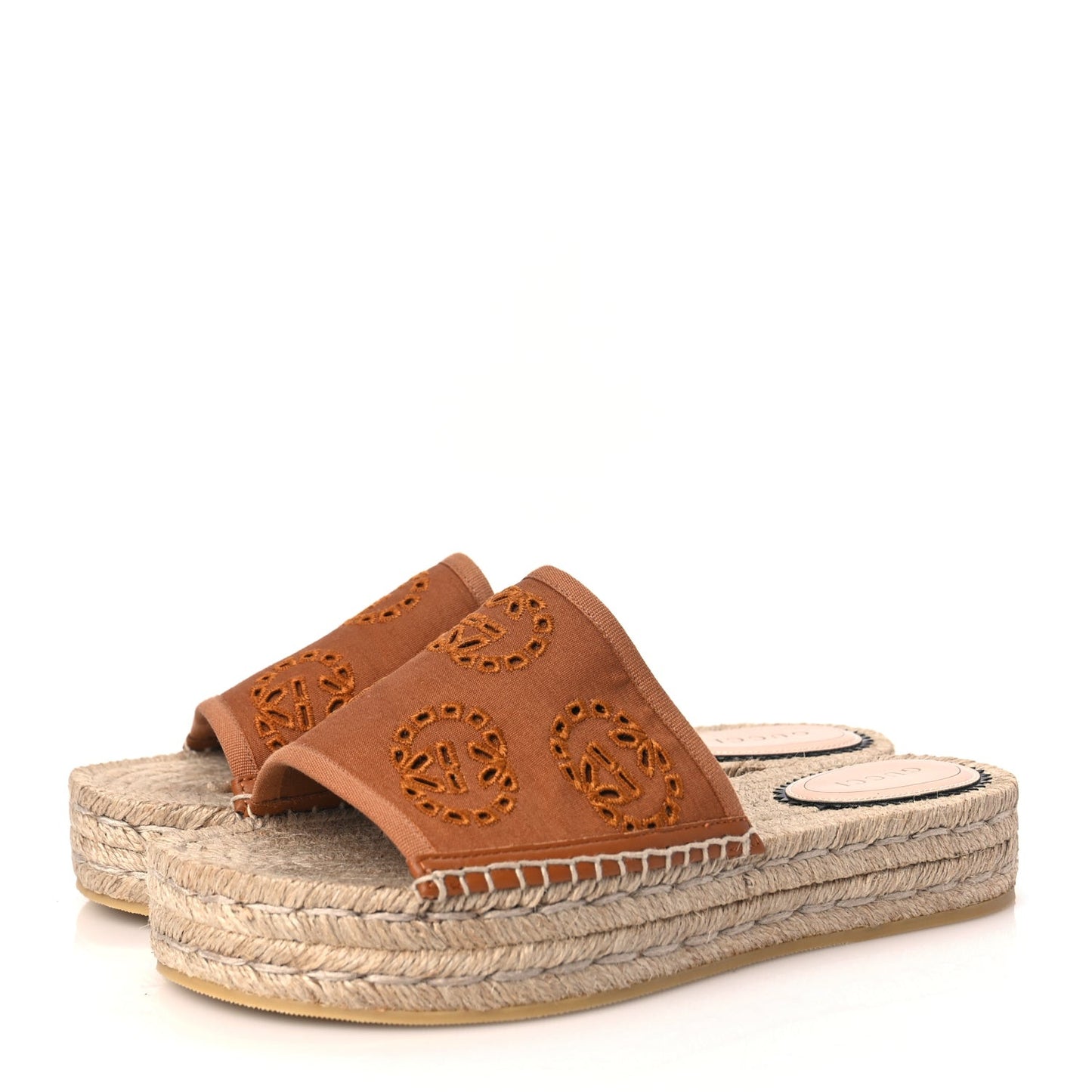 Canvas Interlocking G Damita Espadrille Sandals 38 Blondie Cognac