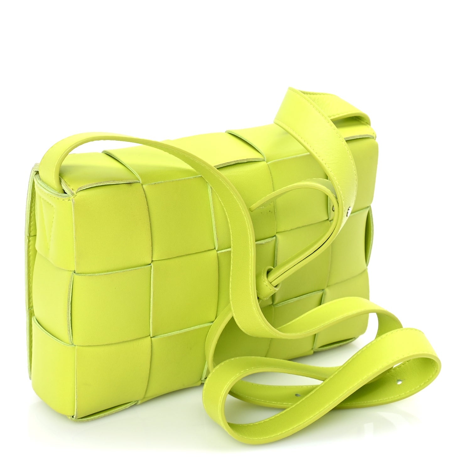 Bottega Veneta Lambskin Maxi Intrecciato Cassette Crossbody Bag Acid Kiwi 2 of 7