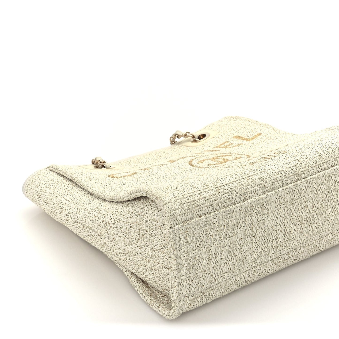 Lurex Boucle Mini Deauville Tote White
