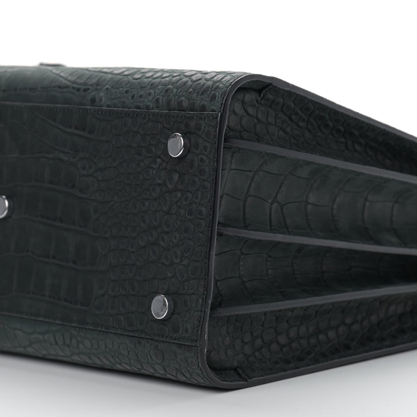 Calfskin Crocodile Embossed Small Sac de Jour Black