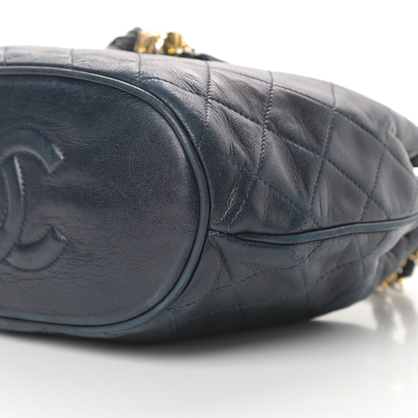 Lambskin CC Tassel Shoulder Bag Navy