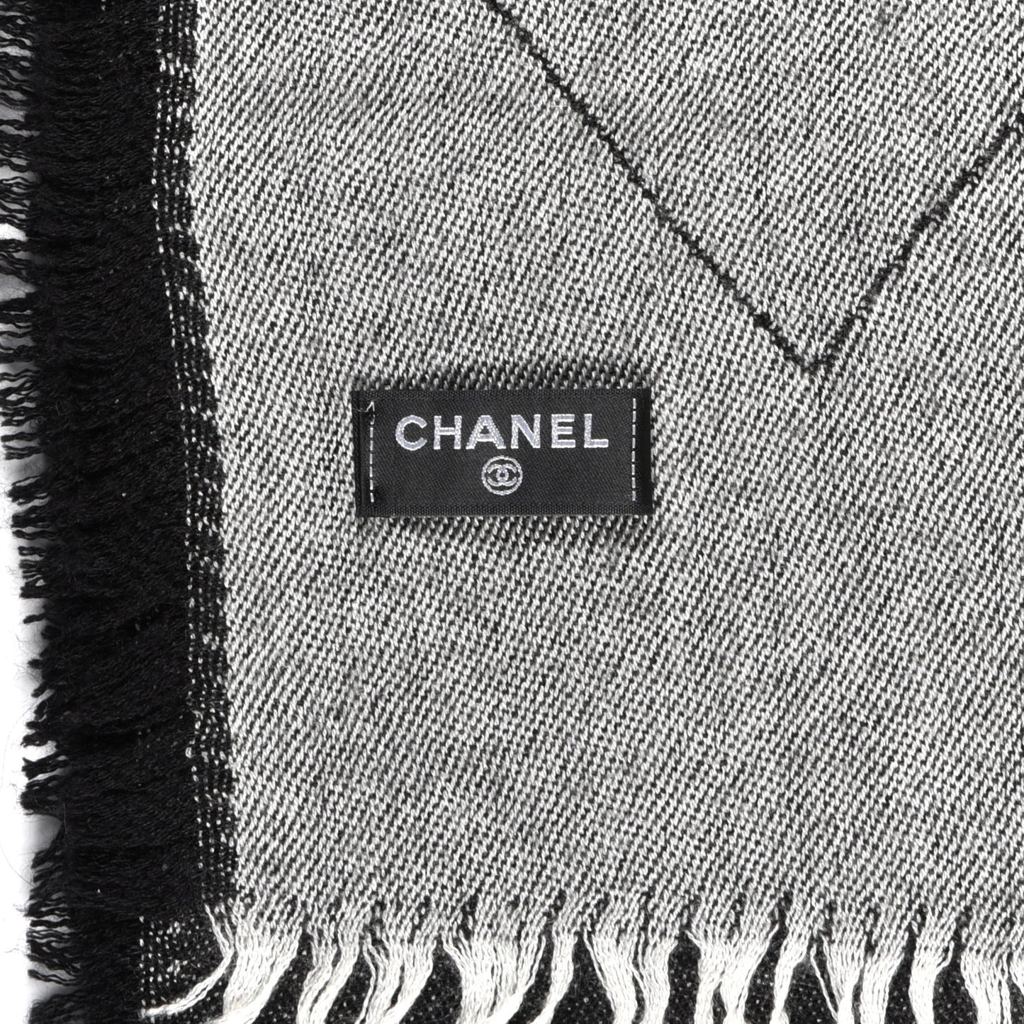 Cashmere Silk Quilted CC Logo Stole Black