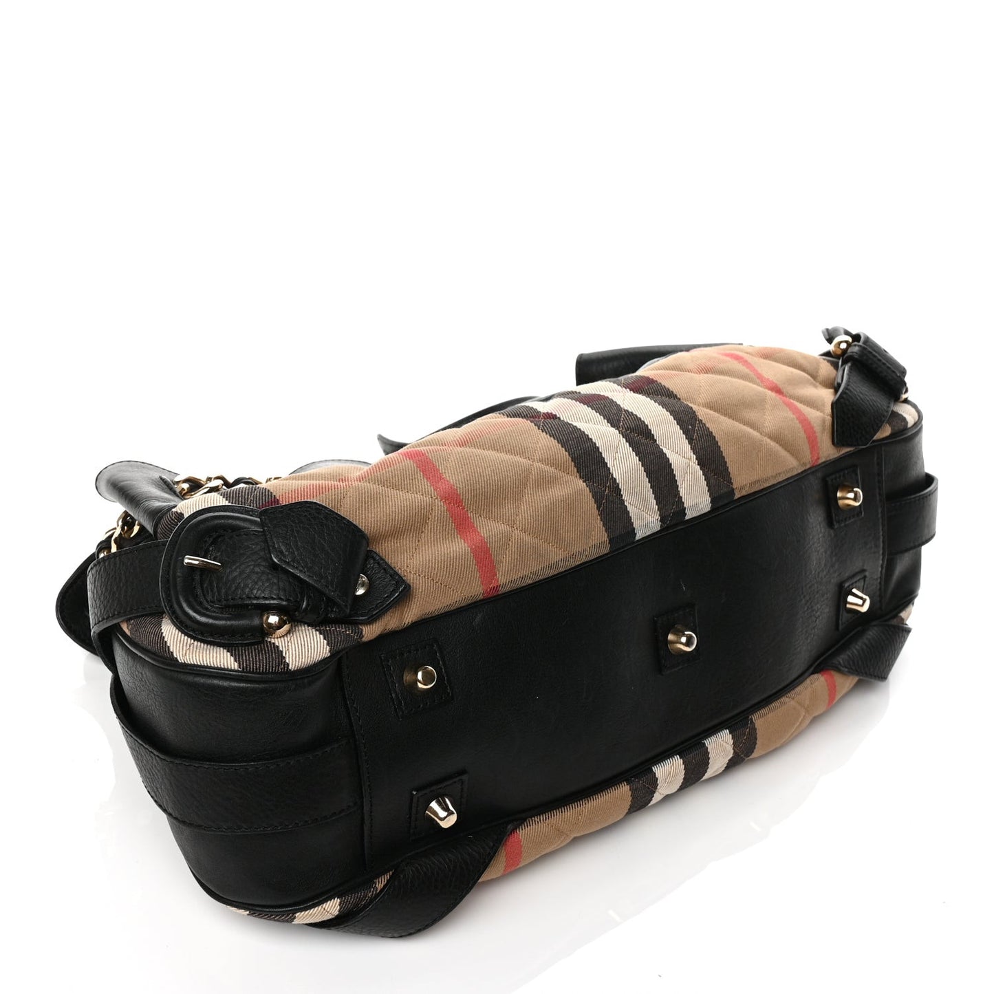 Grainy Calfskin House Check Margaret Bag Black