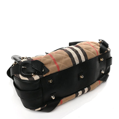 Burberry Grainy Calfskin House Check Margaret Bag Black 3 of 9