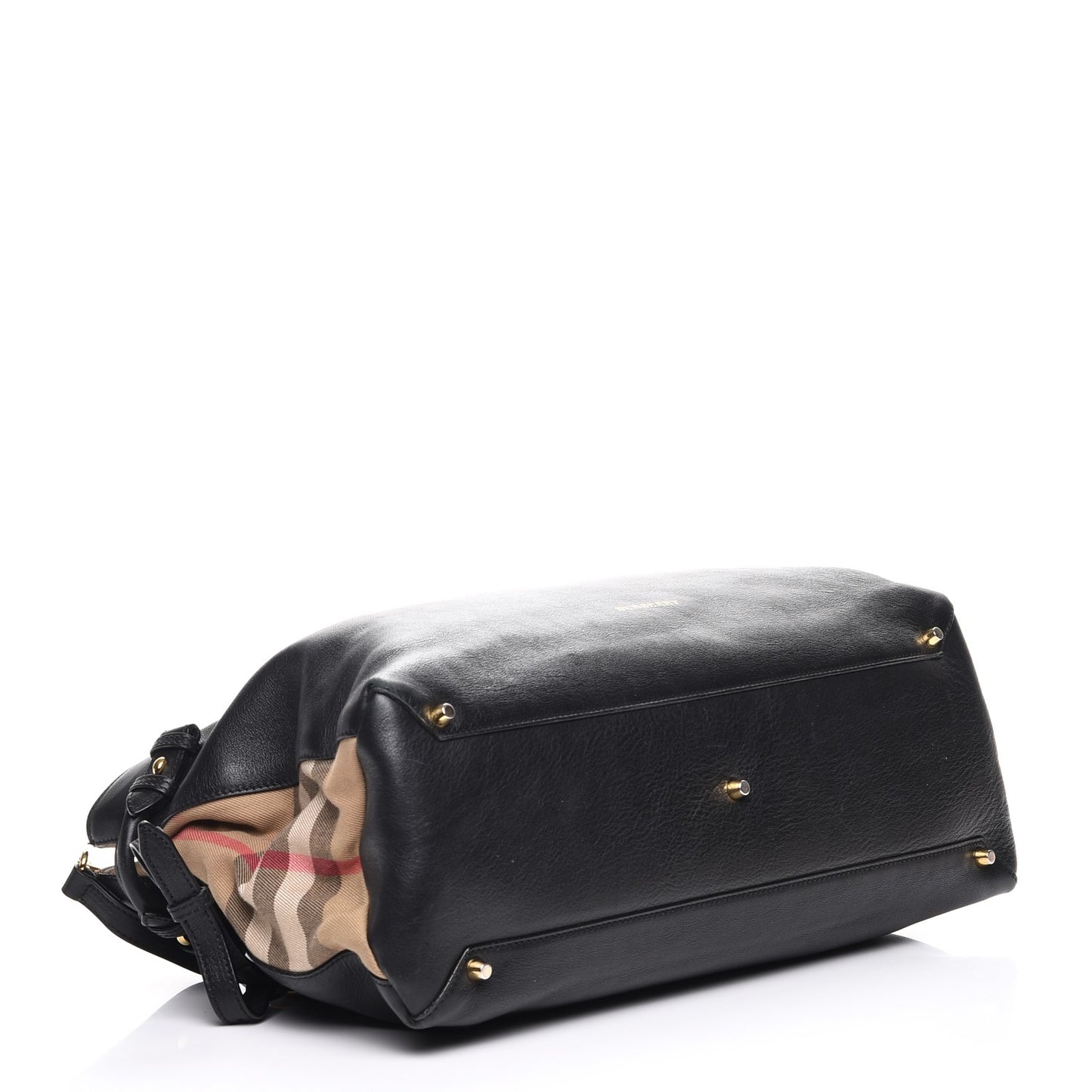 Grainy Calfskin House Check Large Banner Tote Black