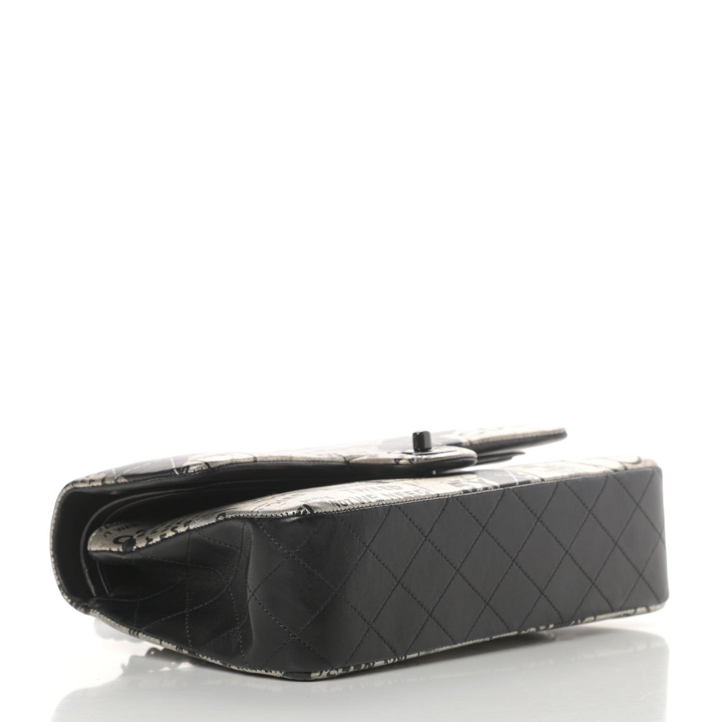 Lambskin Hand Painted Medium Double Flap Black