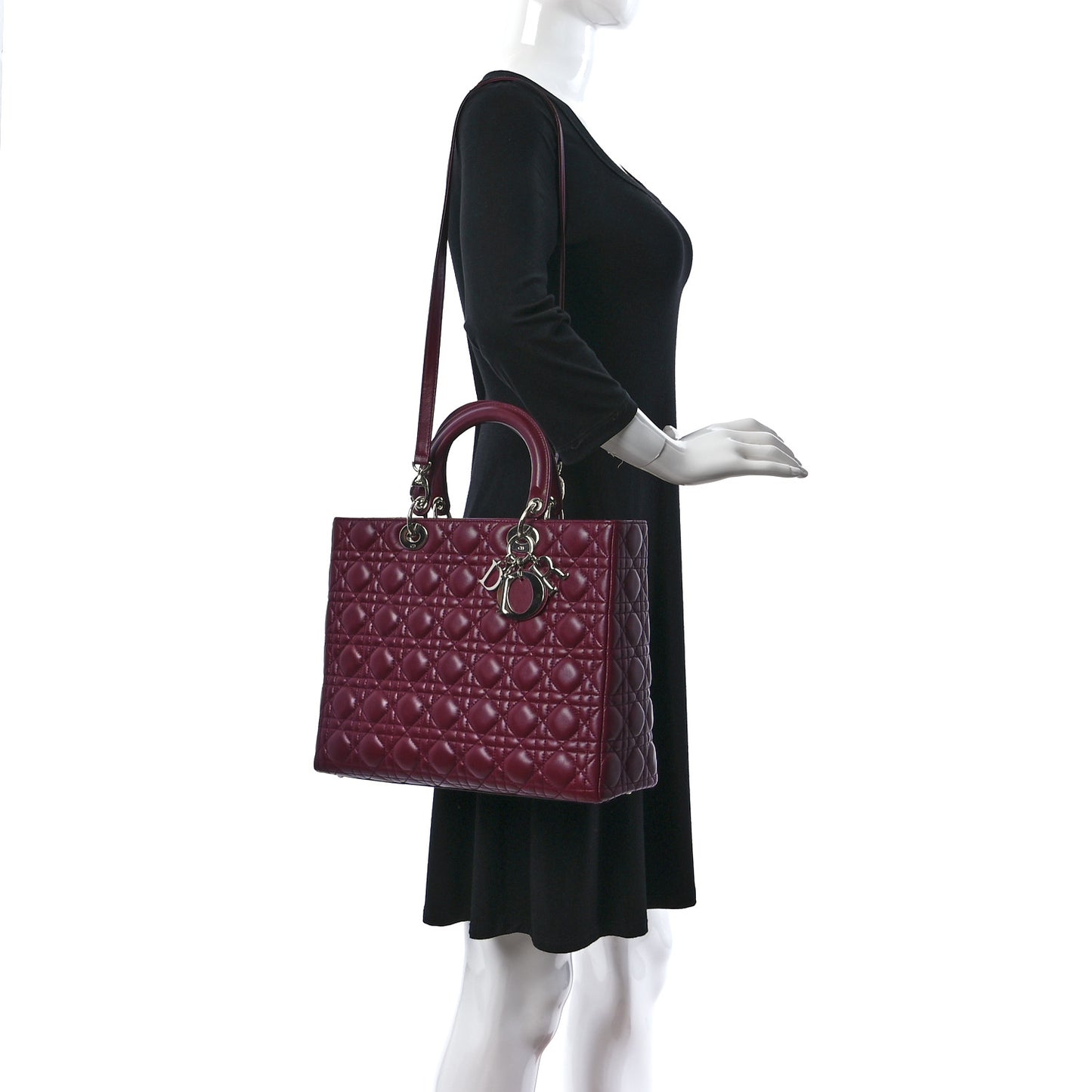 Lambskin Cannage Large Lady Dior Burgundy