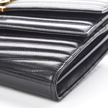 Saint Laurent Lambskin Matelasse Chevron Monogram Sulpice Chain Wallet Black 6 of 9
