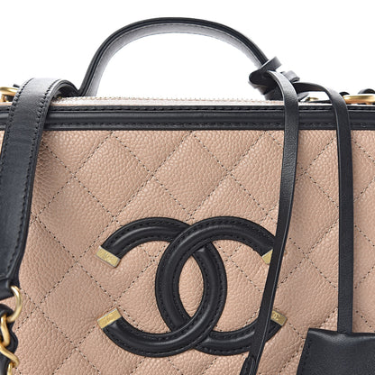 Chanel Caviar Quilted Medium CC Filigree Vanity Case Beige Black 10 of 10
