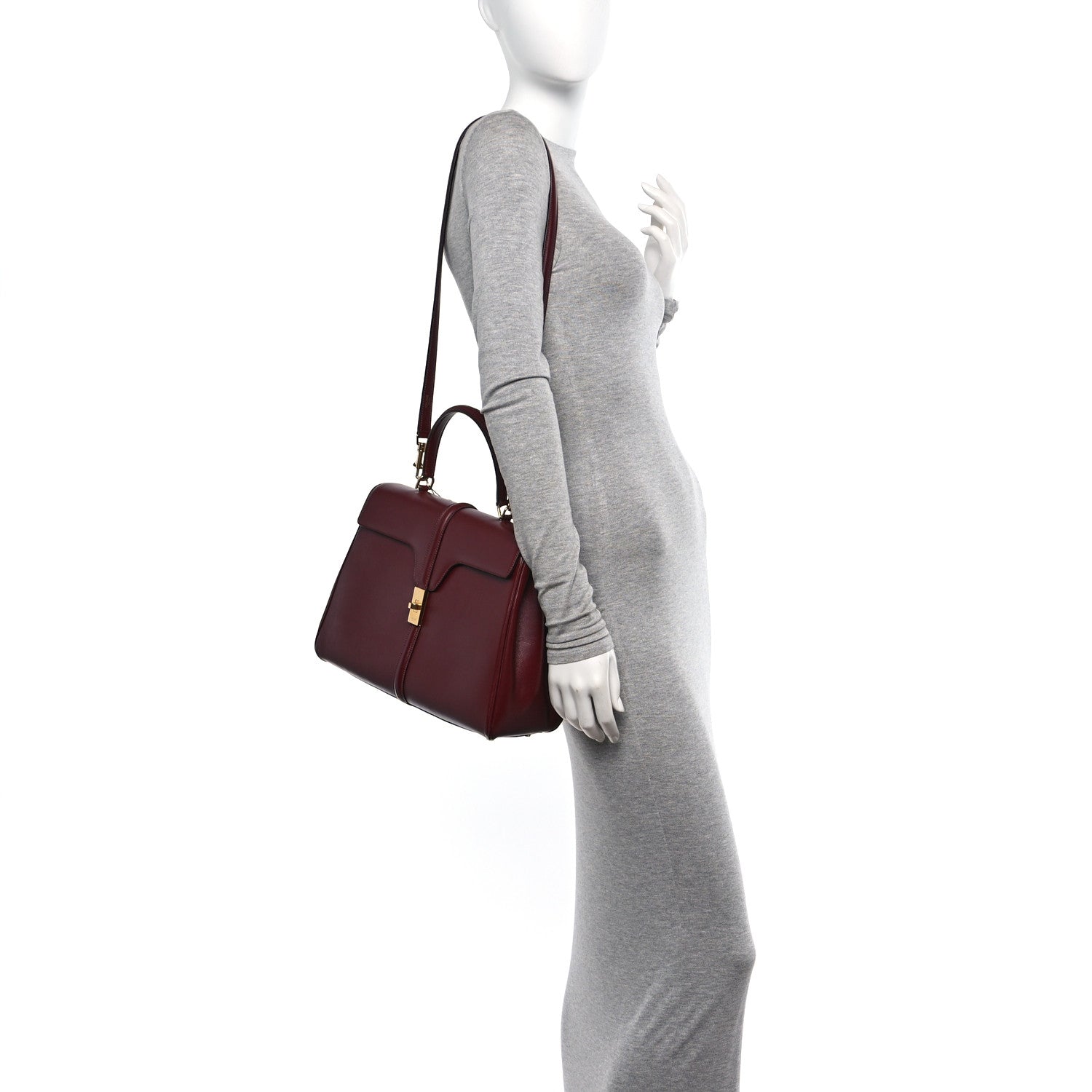 Celine Satinated Calfskin Medium 16 Top Handle Bag Light Burgundy 2 of 14