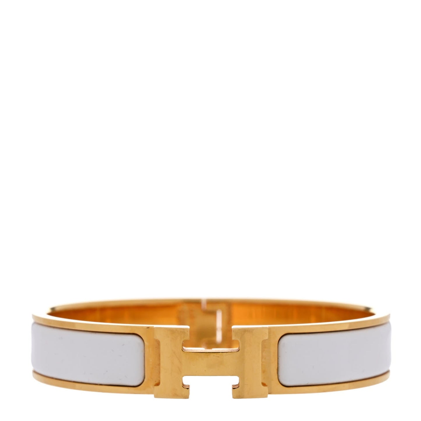Enamel Narrow Clic Clac H Bracelet PM White
