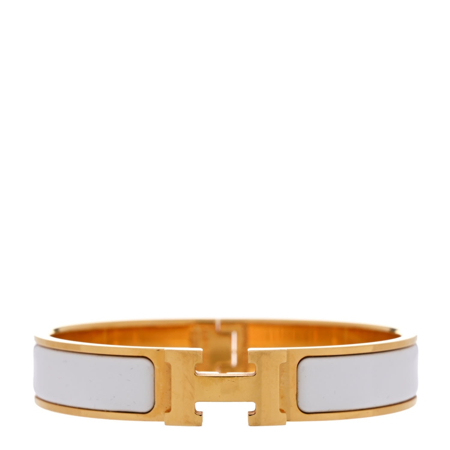 Hermes Enamel Narrow Clic Clac H Bracelet PM White 1 of 4