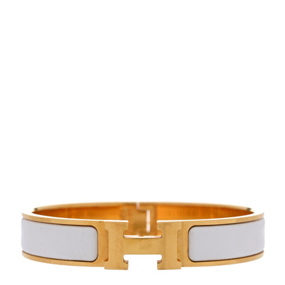 Hermes Enamel Narrow Clic Clac H Bracelet PM White 1 of 4