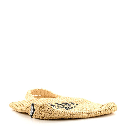 Prada Yarn Raffia Effect Crochet Embroidered Small Logo Tote Naturale 4 of 7