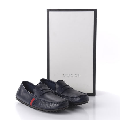 Gucci Nappa Web Mens Kanye Driver Loafers 7.5 Blue 9 of 9