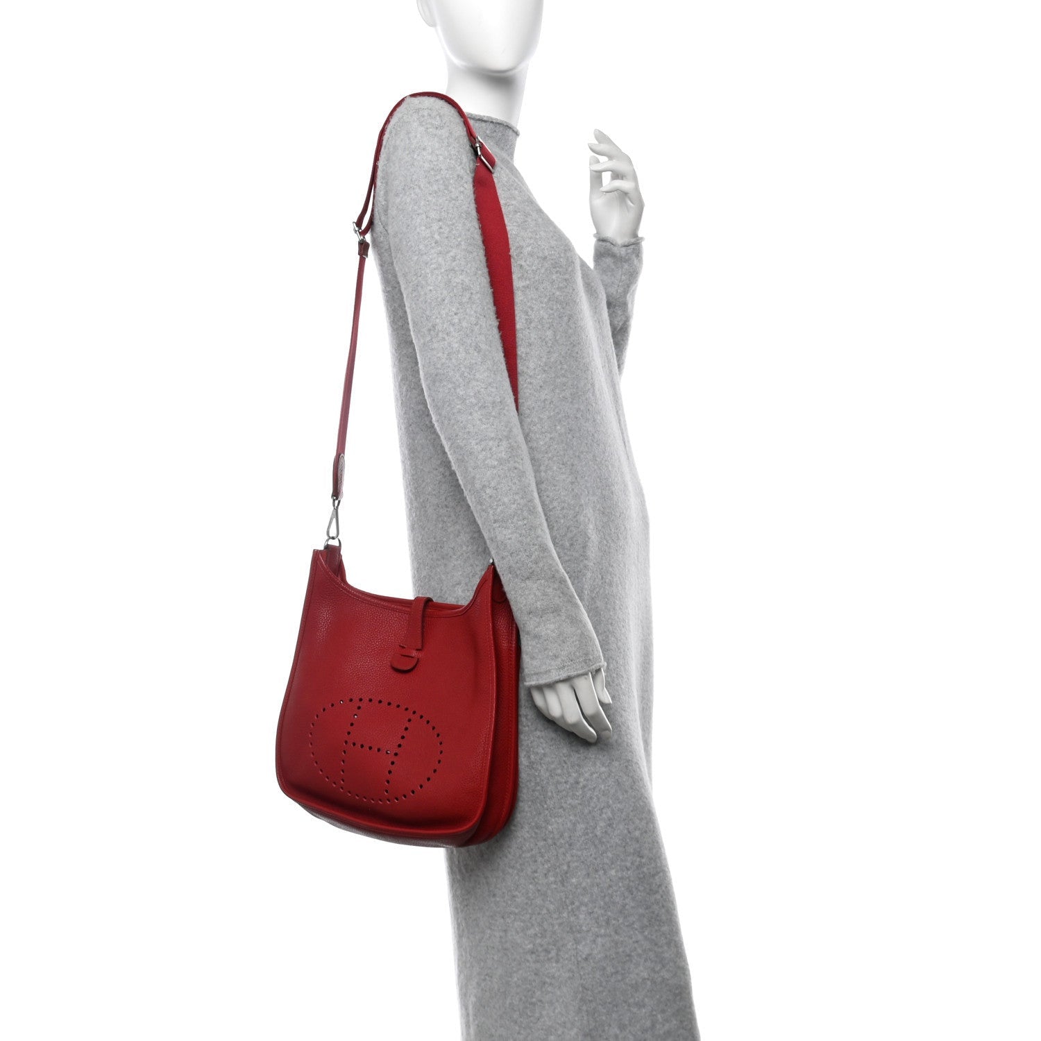 Hermes Taurillon Clemence Evelyne III PM Rouge Vif 2 of 7
