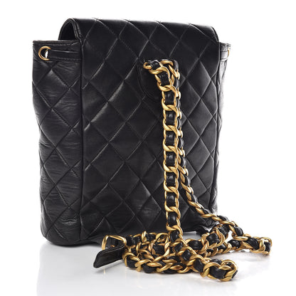 Chanel Lambskin Quilted Drawstring Backpack Black 3 of 10