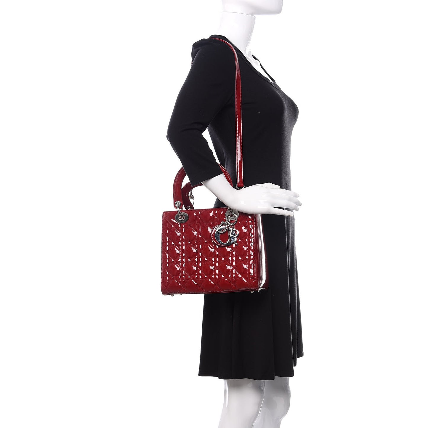 Patent Cannage Medium Lady Dior Red