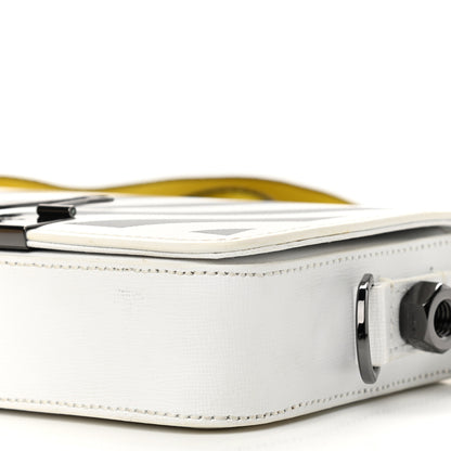 Off-White Saffiano Striped Diag Binder Flap Bag White Black 6 of 14