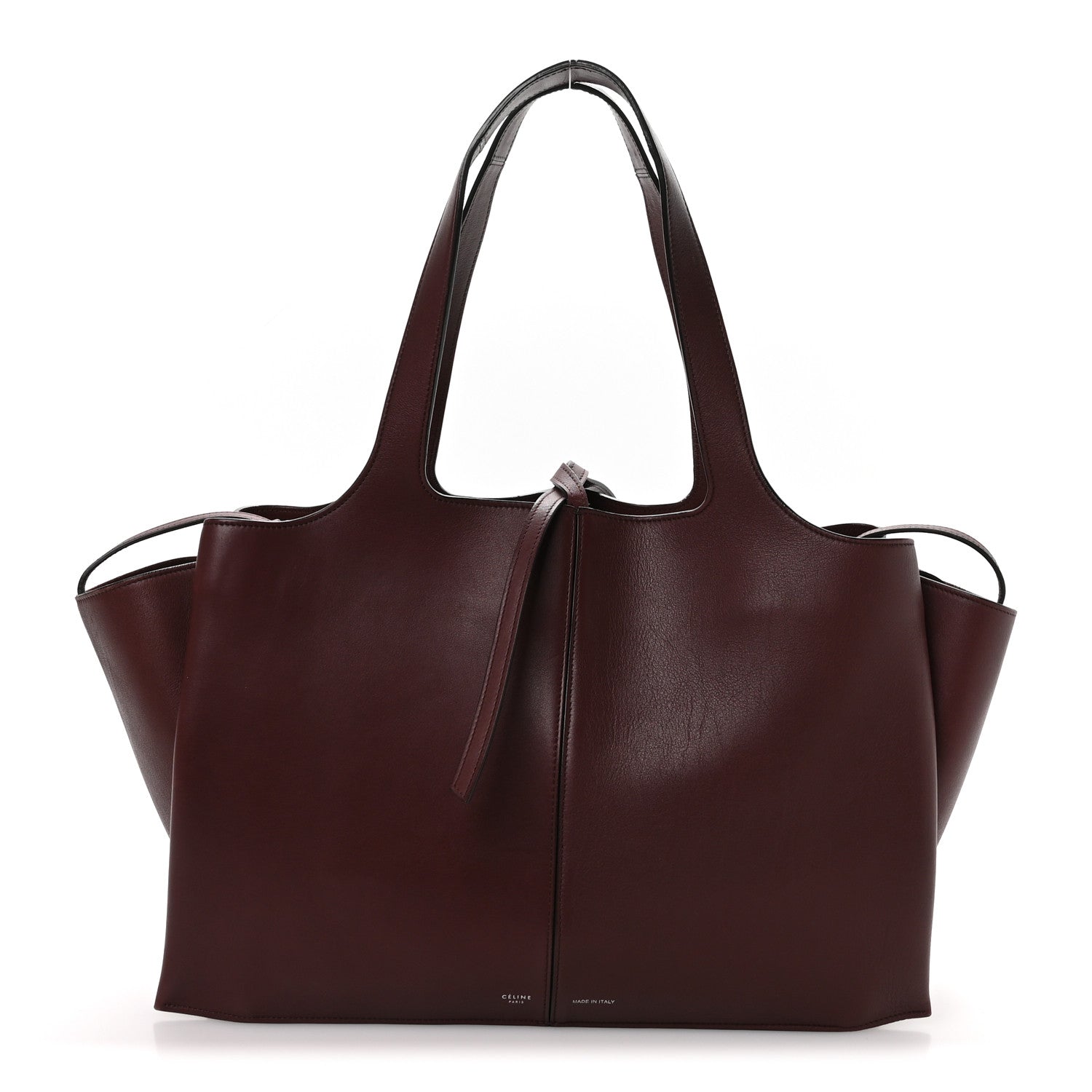 Celine Supple Natural Calfskin Medium Tri-Fold Bag Burgundy 1 of 12