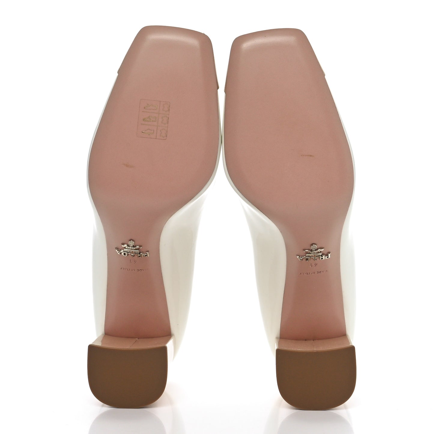 Vernice Block Heel Pumps 41 Bianco Travertine