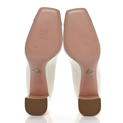 Prada Vernice Block Heel Pumps 41 Bianco Travertine 5 of 8