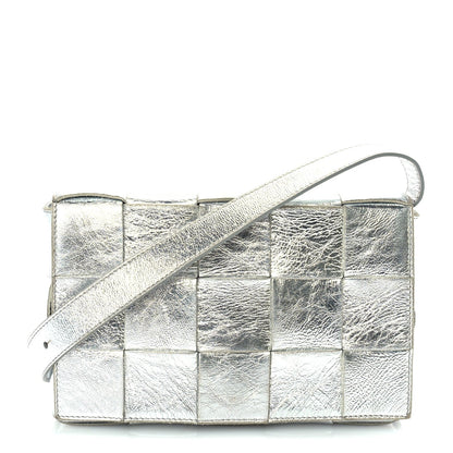 Bottega Veneta Metallic Lambskin Maxi Intrecciato Cassette Crossbody Bag  Silver 1 of 8