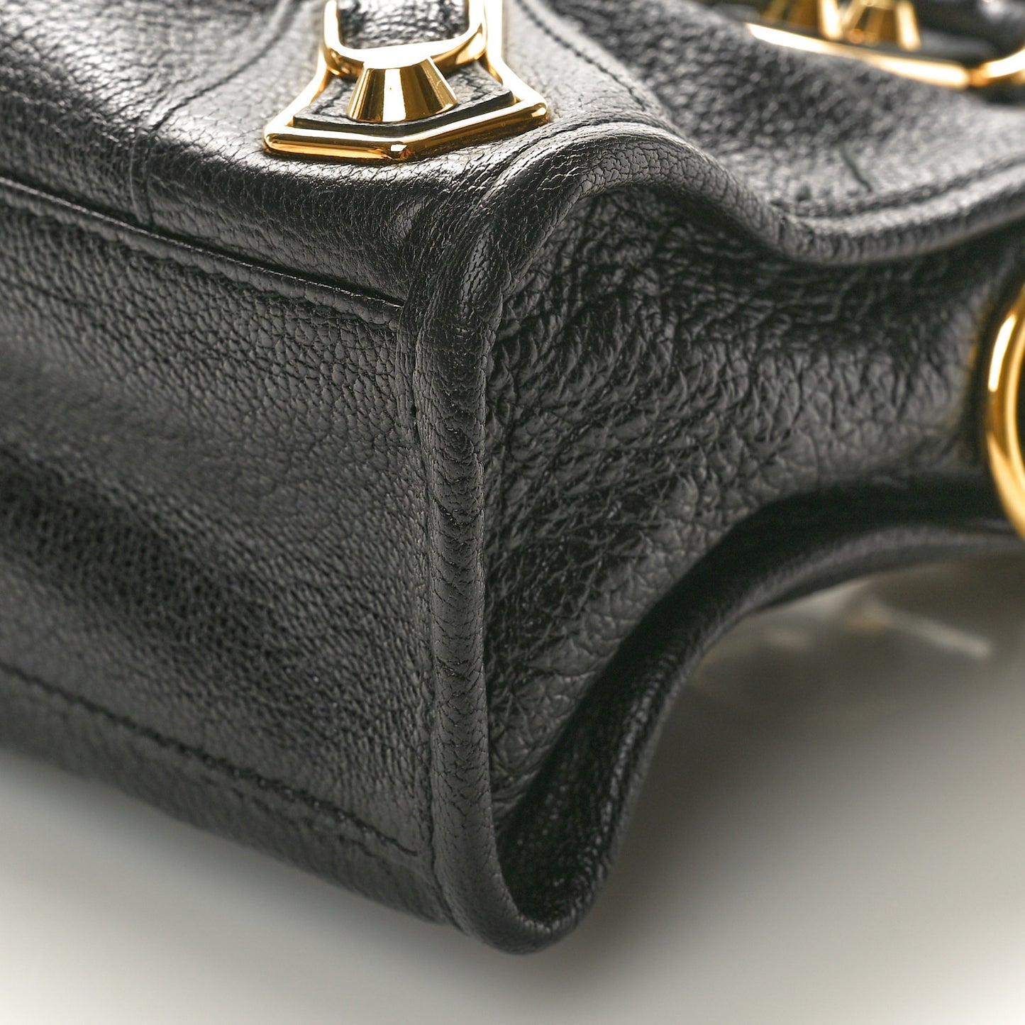 Chevre Gold Metallic Edge Hardware Mini City Black