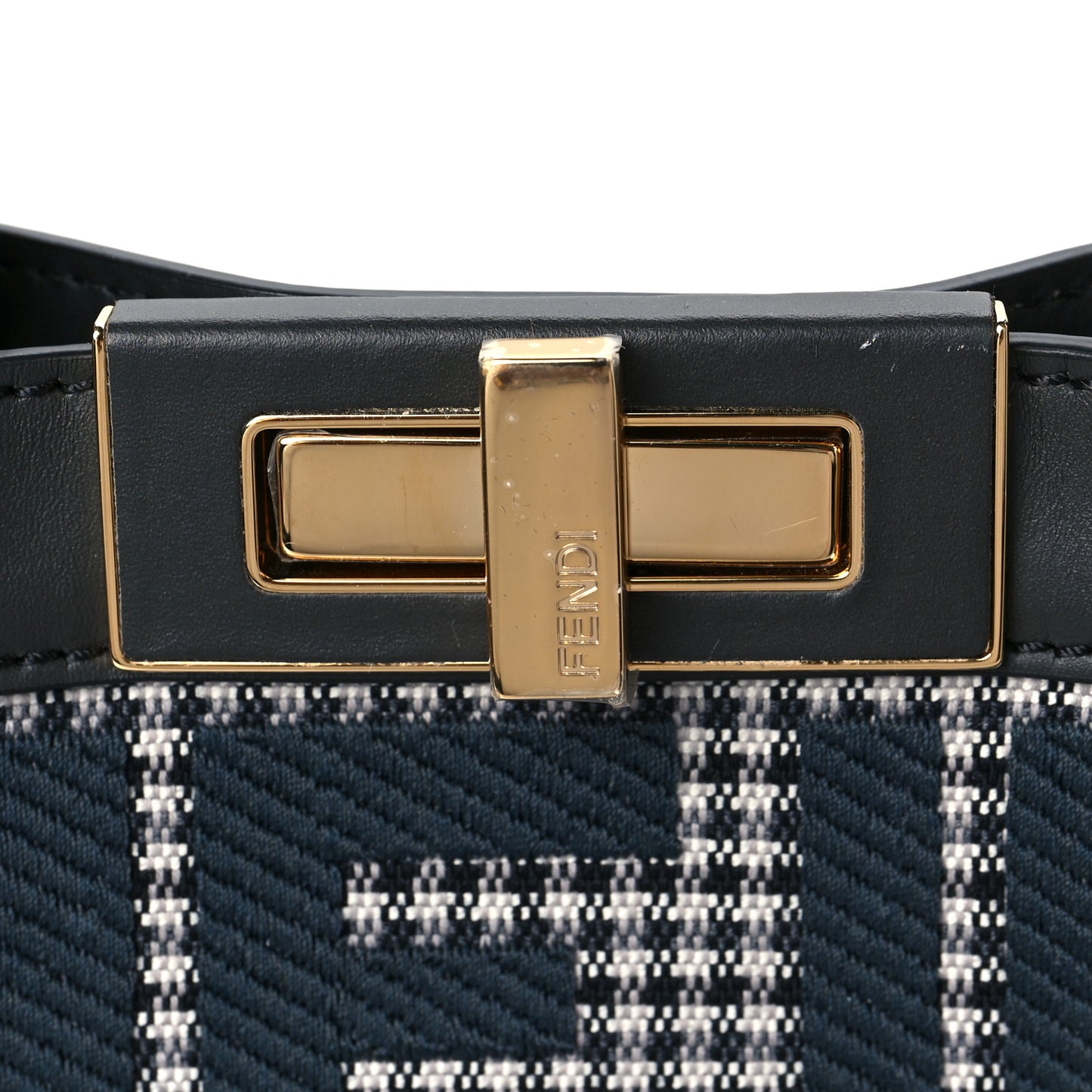 Wool Vitello King Houndstooth FF Embroidered Medium Peekaboo X-Tote Grigio Anthracite