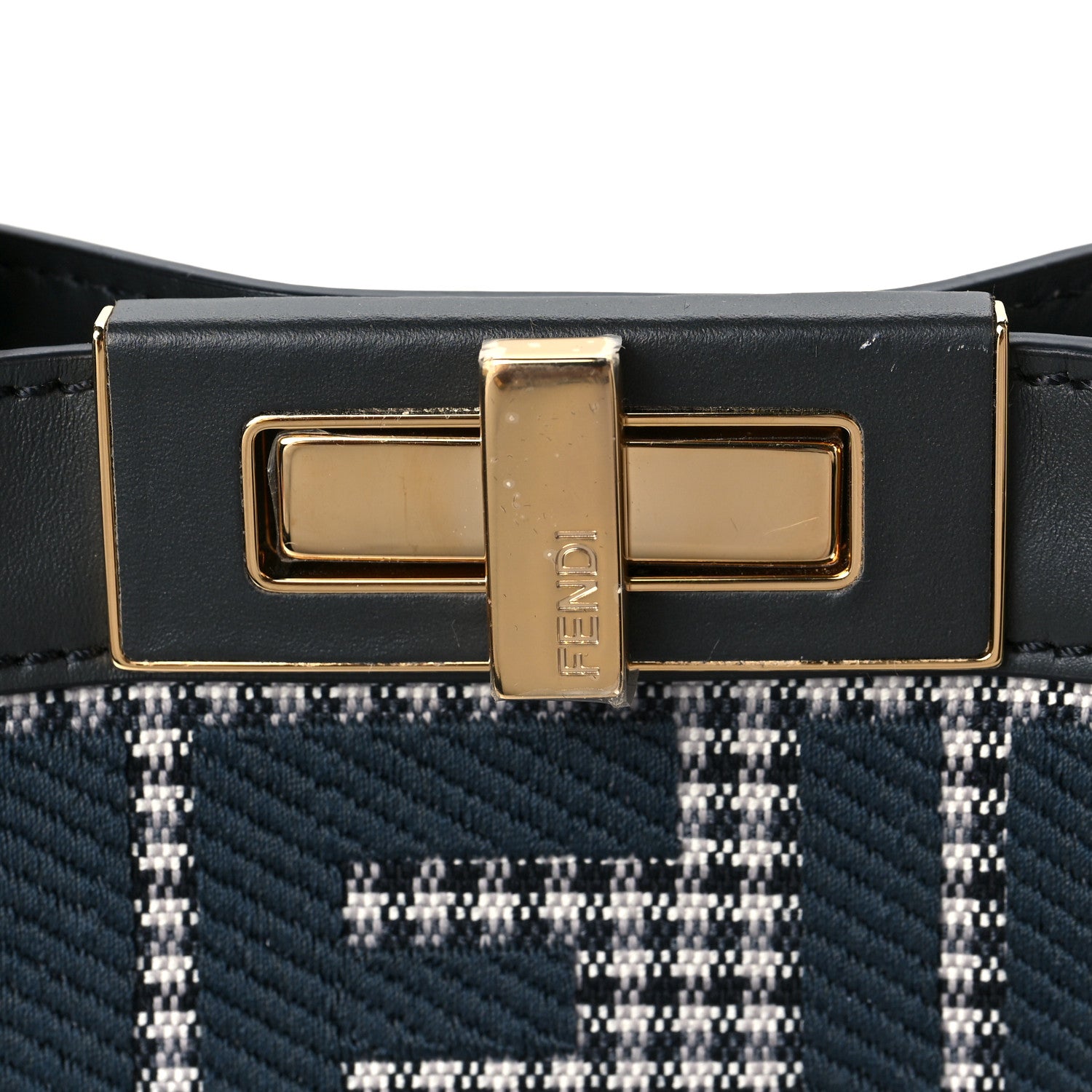 Fendi Wool Vitello King Houndstooth FF Embroidered Medium Peekaboo X-Tote Grigio Anthracite 6 of 8