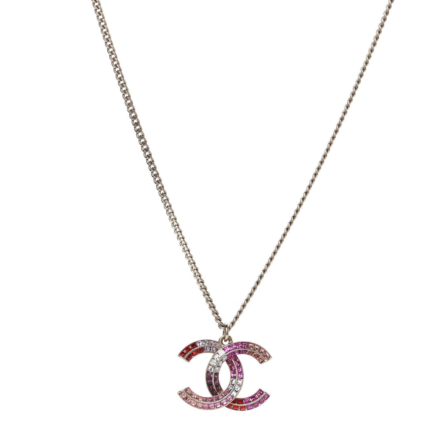 Crystal Baguette CC Necklace Gold Multicolor