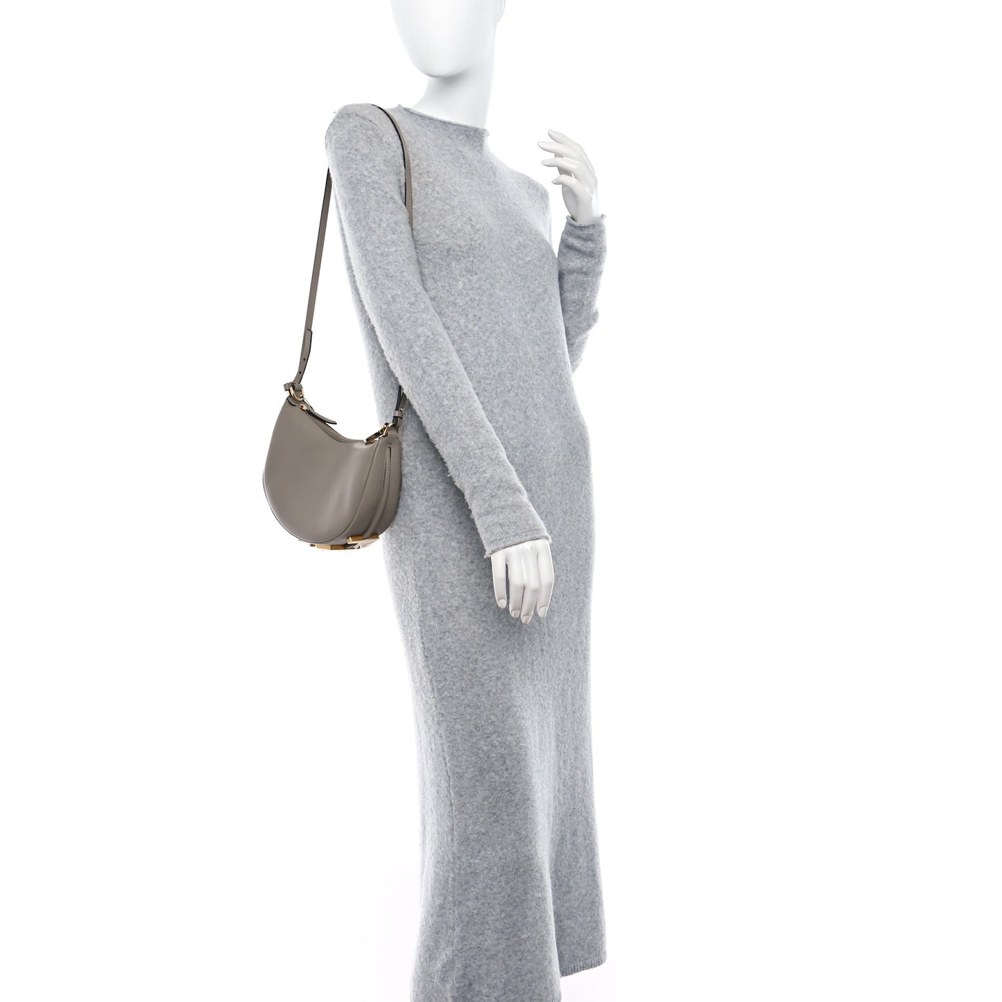 Vitello Grace Matte Mini Fendigraphy Hobo Bag Tortora