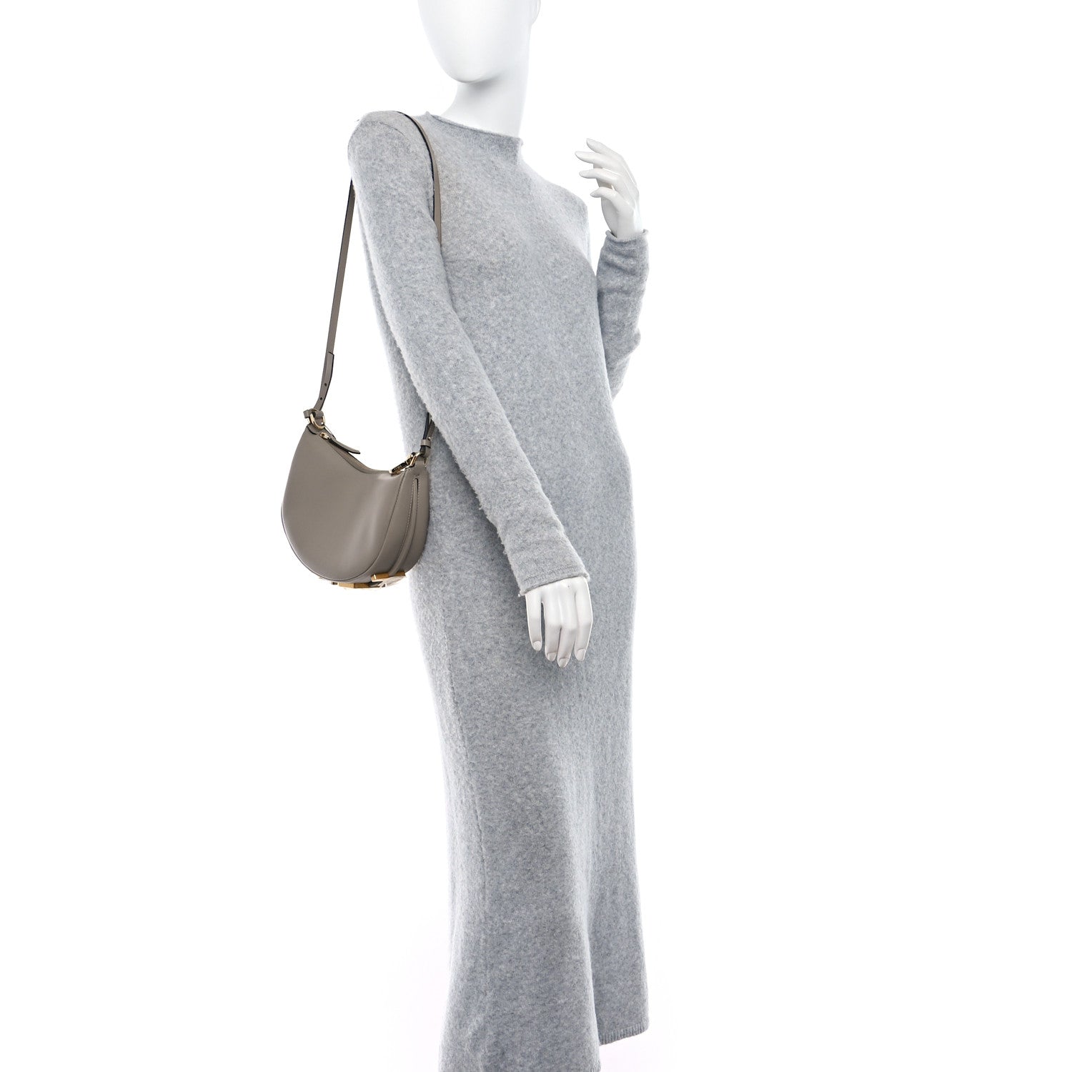 Fendi Vitello Grace Matte Mini Fendigraphy Hobo Bag Tortora 2 of 9