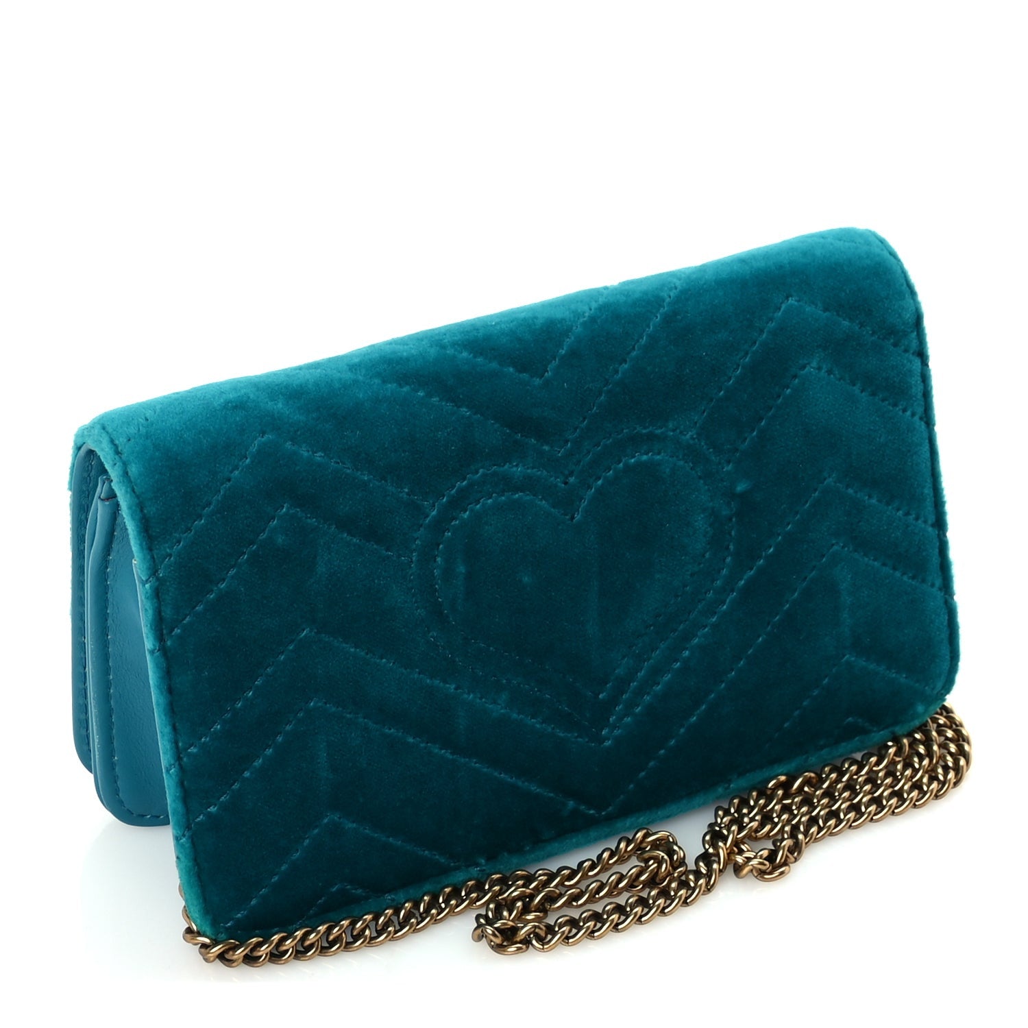 Gucci Velvet Matelasse GG Marmont Mini Bag Pavone Cyan 2 of 8