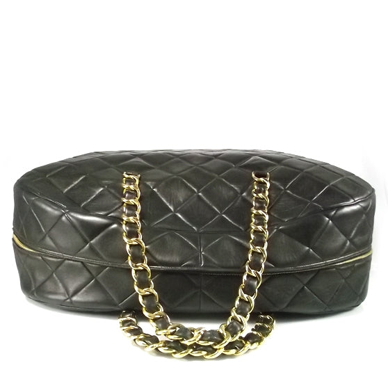 Lambskin Quilted Luggage Bag Black