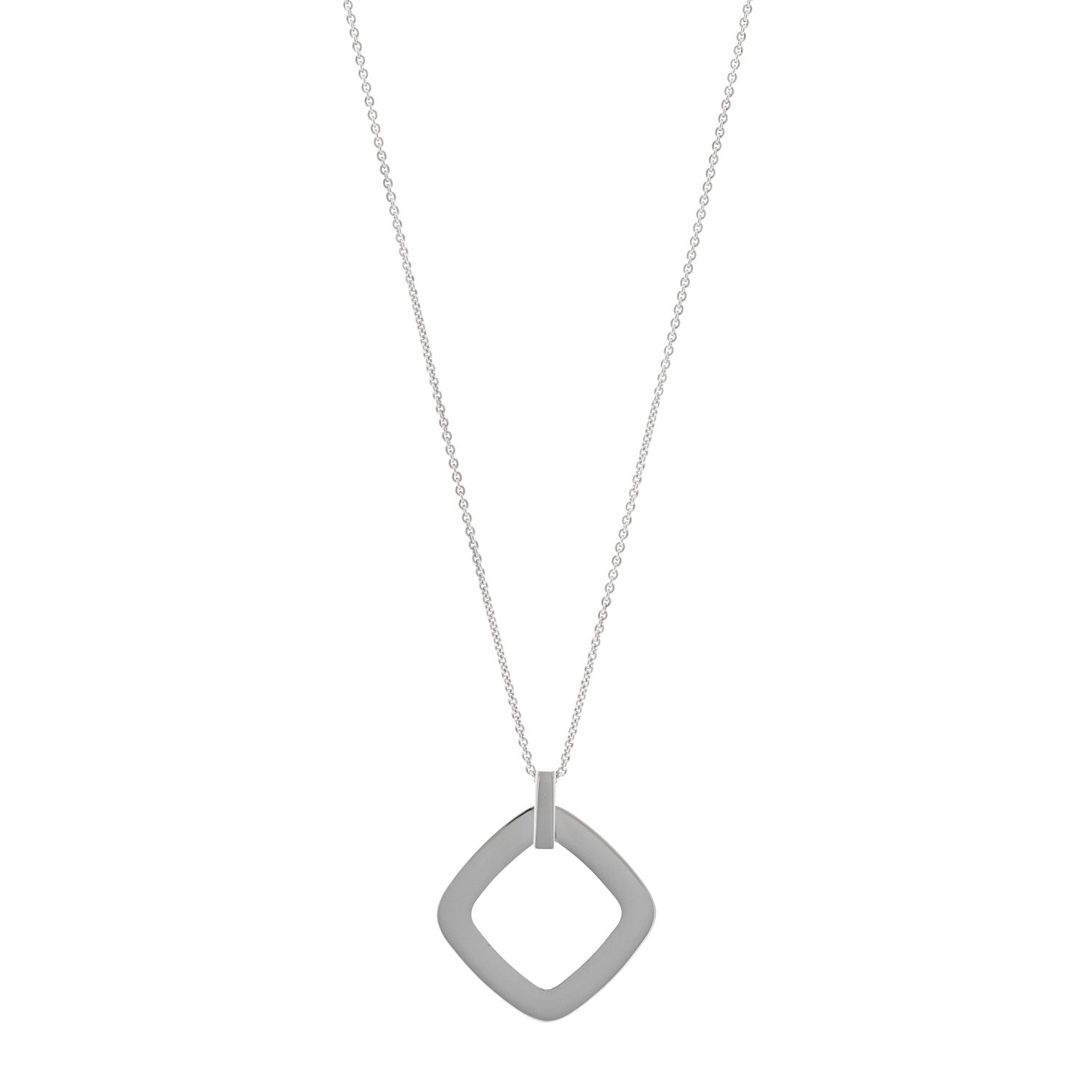 Tiffany Sterling Silver 1837 Open Square Pendant Necklace 1 of 5