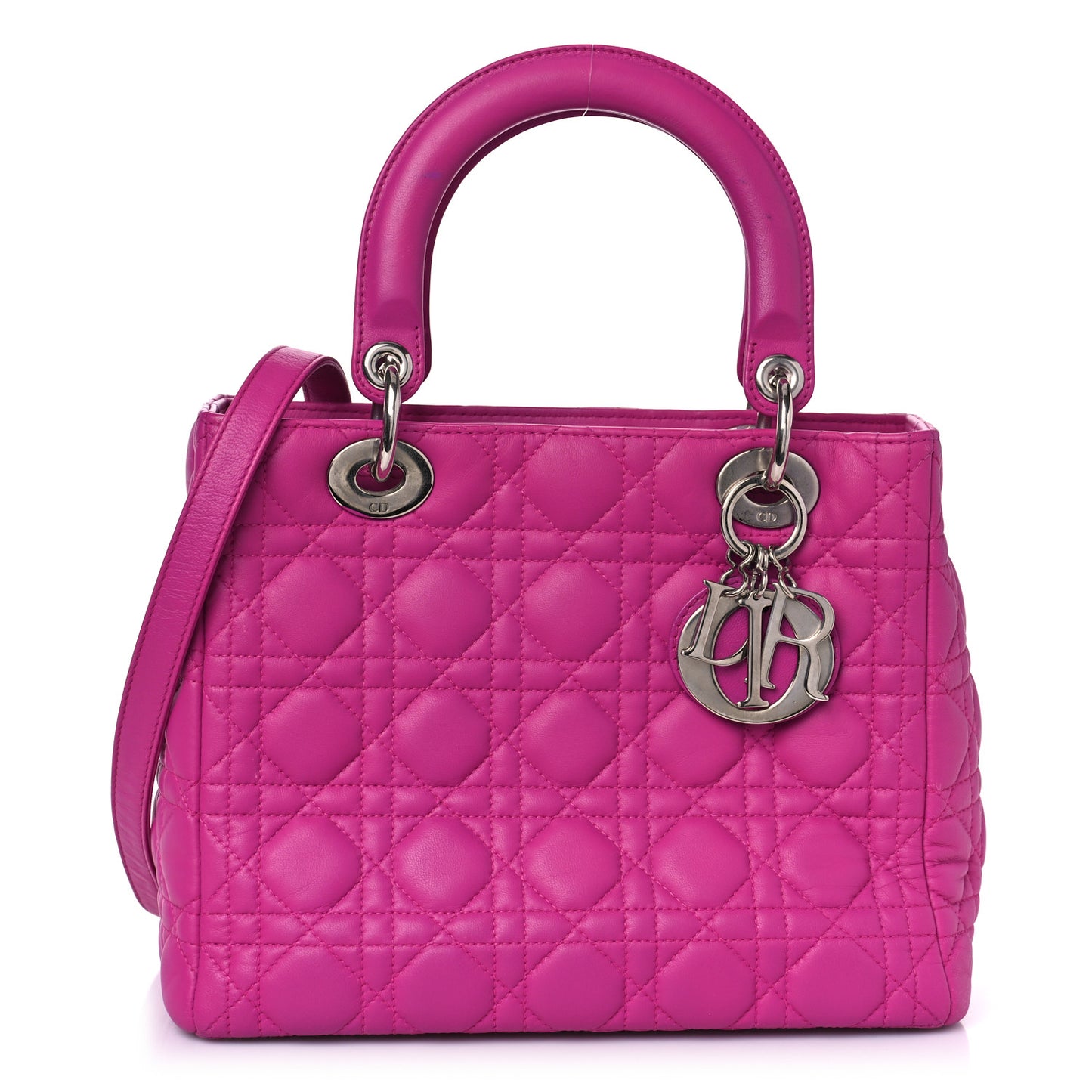 Lambskin Cannage Medium Lady Dior Fuchsia