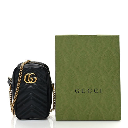 Gucci Calfskin Matelasse Mini GG Marmont Crossbody Bag Black 9 of 9