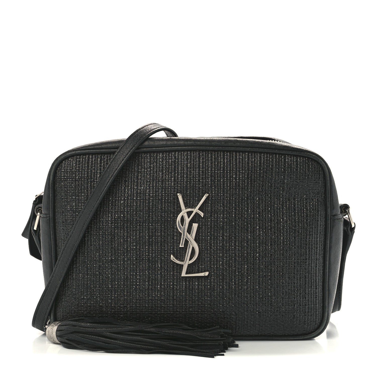 Saint Laurent Raffia Canvas Monogram Lou Camera Bag Black 1 of 11