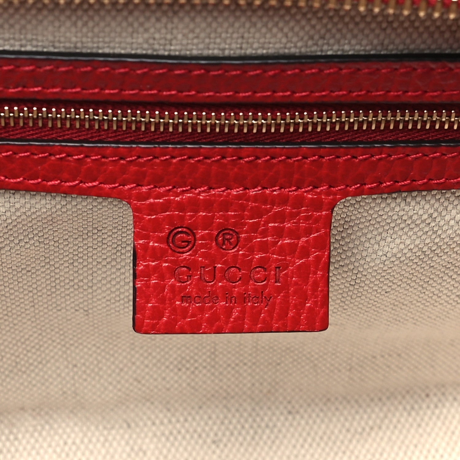 Gucci Dollar Calfskin Medium Soho Top Handle Satchel Hibiscus Red 6 of 7